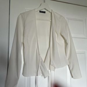 White crepe long sleeve wrap top